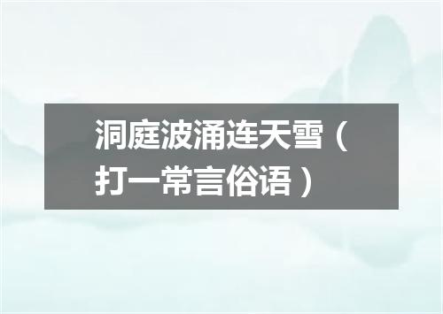 洞庭波涌连天雪（打一常言俗语）