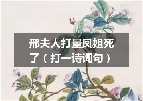 邢夫人打量凤姐死了（打一诗词句）