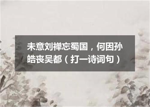 未意刘禅忘蜀国，何因孙皓丧吴都（打一诗词句）