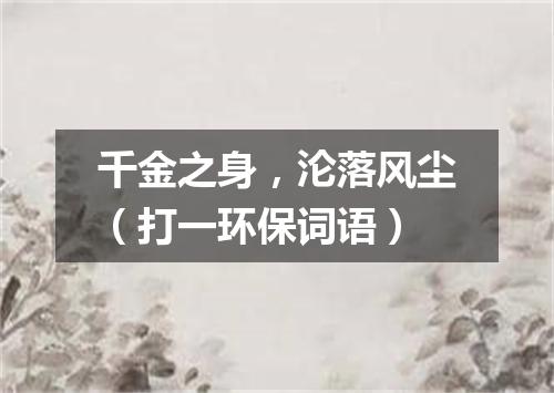 千金之身，沦落风尘（打一环保词语）