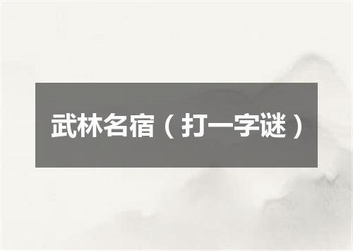武林名宿（打一字谜）