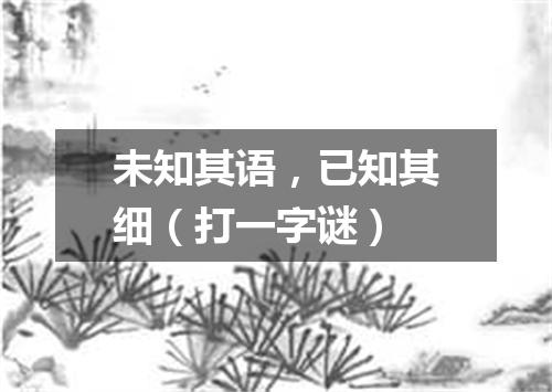 未知其语，已知其细（打一字谜）