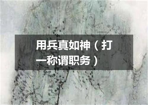 用兵真如神（打一称谓职务）