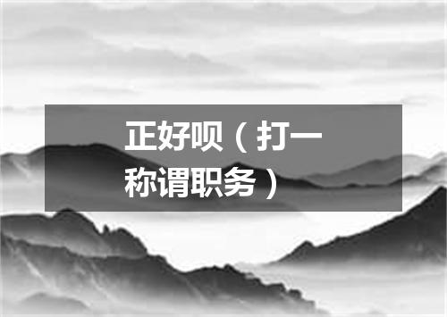 正好呗（打一称谓职务）