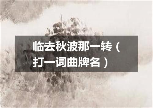临去秋波那一转（打一词曲牌名）