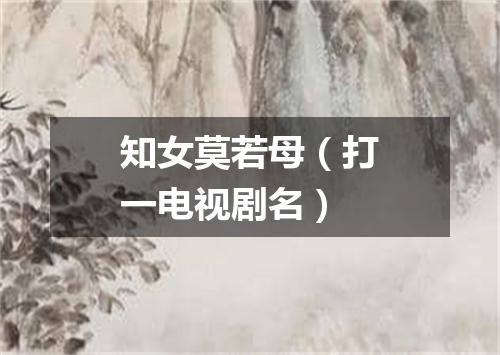 知女莫若母（打一电视剧名）