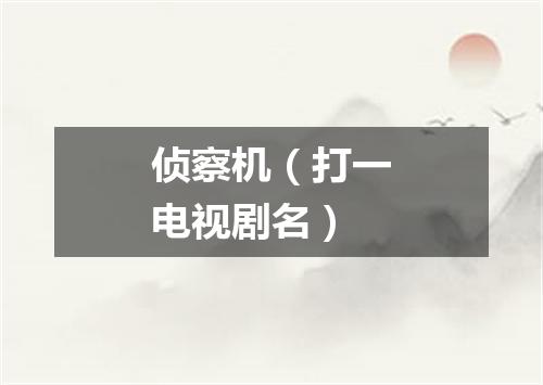 侦察机（打一电视剧名）