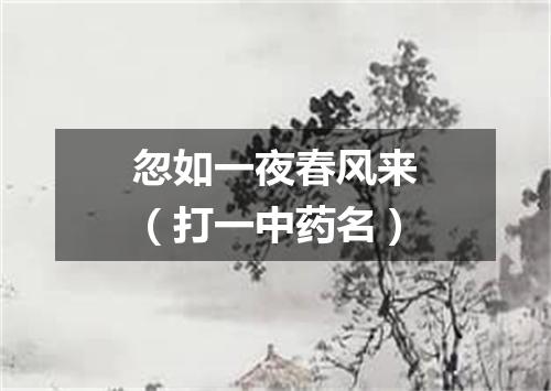 忽如一夜春风来（打一中药名）