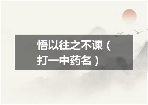 悟以往之不谏（打一中药名）