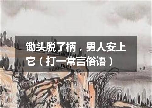 锄头脱了柄，男人安上它（打一常言俗语）