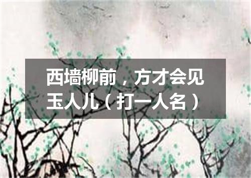 西墙柳前，方才会见玉人儿（打一人名）