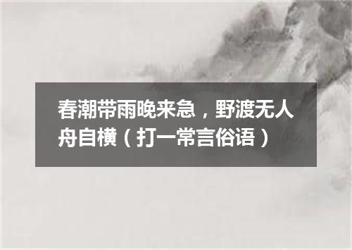 春潮带雨晚来急，野渡无人舟自横（打一常言俗语）