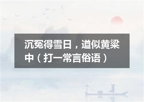 沉冤得雪日，道似黄粱中（打一常言俗语）