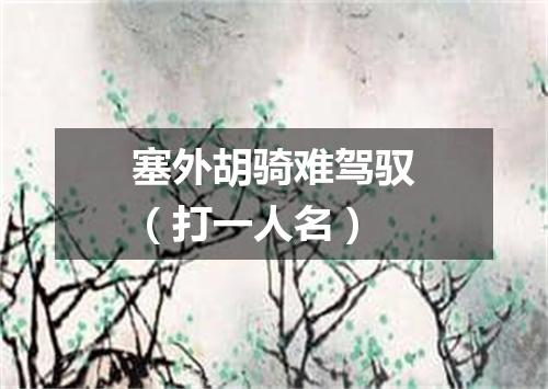 塞外胡骑难驾驭（打一人名）