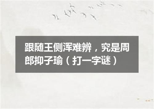 跟随王侧浑难辨，究是周郎抑子瑜（打一字谜）