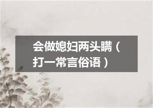 会做媳妇两头瞒（打一常言俗语）