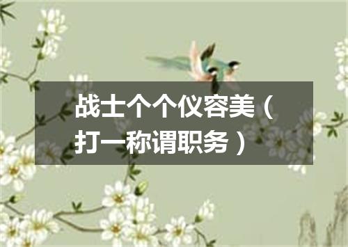 战士个个仪容美（打一称谓职务）