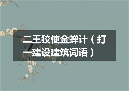 二王狡使金蝉计（打一建设建筑词语）