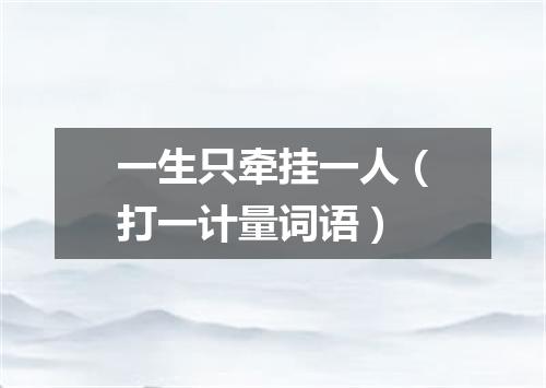 一生只牵挂一人（打一计量词语）