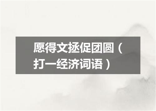 愿得文拯促团圆（打一经济词语）