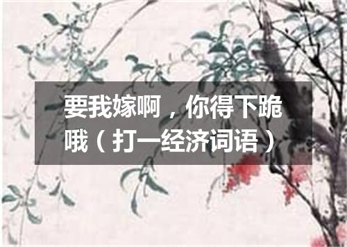 要我嫁啊，你得下跪哦（打一经济词语）