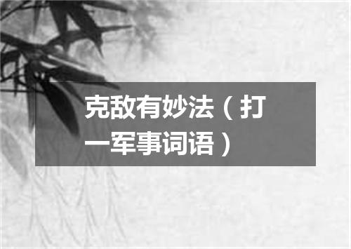 克敌有妙法（打一军事词语）
