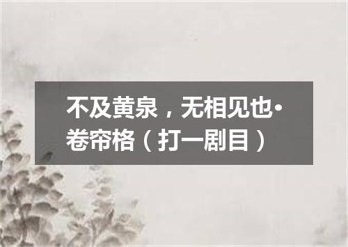 不及黄泉，无相见也·卷帘格（打一剧目）