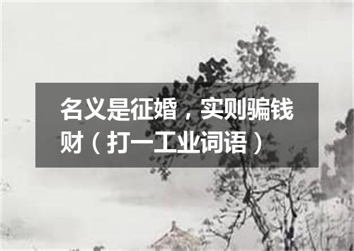 名义是征婚，实则骗钱财（打一工业词语）