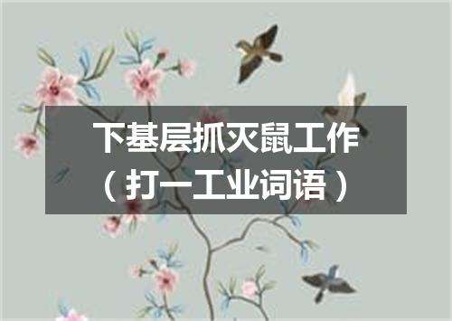下基层抓灭鼠工作（打一工业词语）