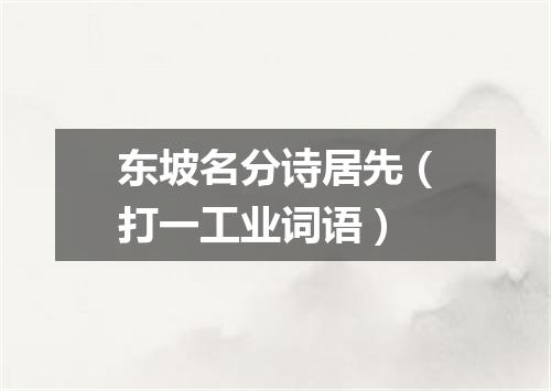 东坡名分诗居先（打一工业词语）