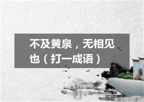 不及黄泉，无相见也（打一成语）