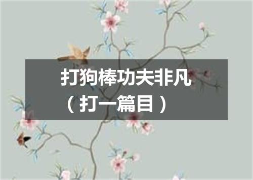 打狗棒功夫非凡（打一篇目）