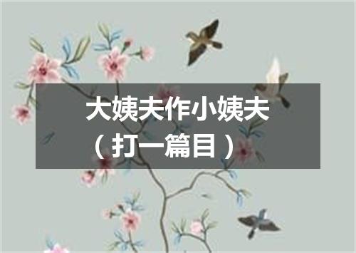 大姨夫作小姨夫（打一篇目）