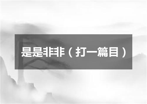 是是非非（打一篇目）