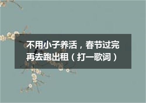 不用小子养活，春节过完再去跑出租（打一歌词）
