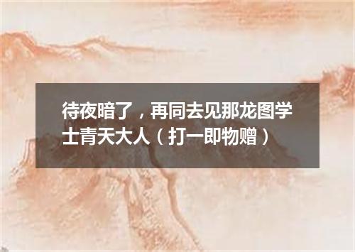 待夜暗了，再同去见那龙图学士青天大人（打一即物赠）