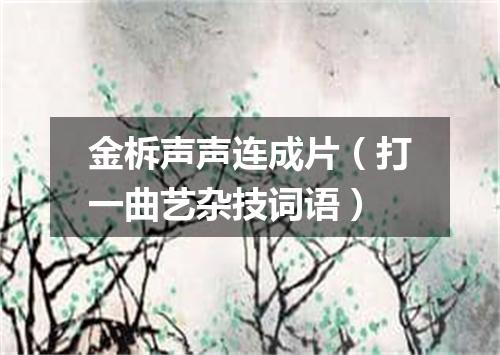 金柝声声连成片（打一曲艺杂技词语）