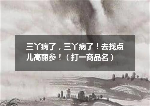 三丫病了，三丫病了！去找点儿高丽参！（打一商品名）
