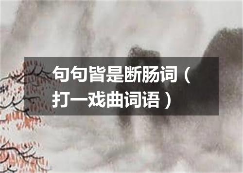 句句皆是断肠词（打一戏曲词语）