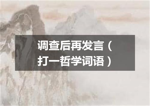 调查后再发言（打一哲学词语）