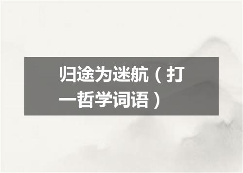 归途为迷航（打一哲学词语）