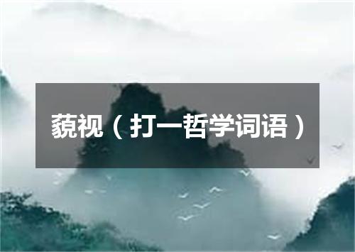 藐视（打一哲学词语）