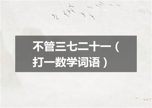 不管三七二十一（打一数学词语）