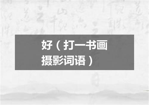 好（打一书画摄影词语）