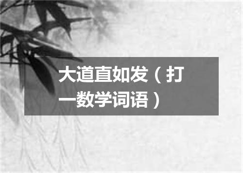 大道直如发（打一数学词语）
