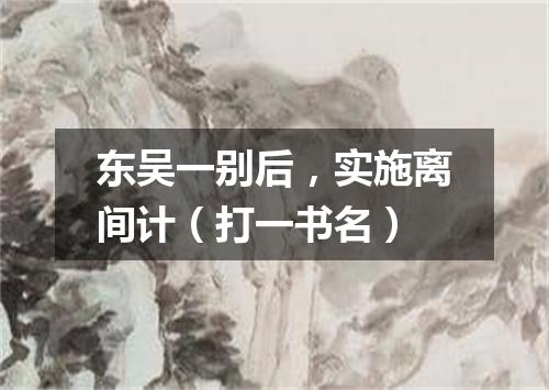 东吴一别后，实施离间计（打一书名）