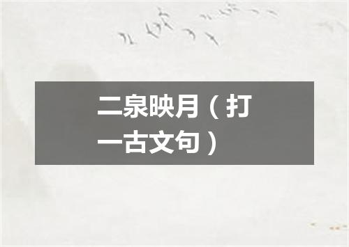 二泉映月（打一古文句）
