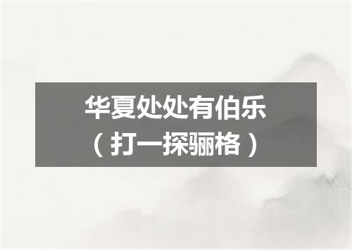 华夏处处有伯乐（打一探骊格）