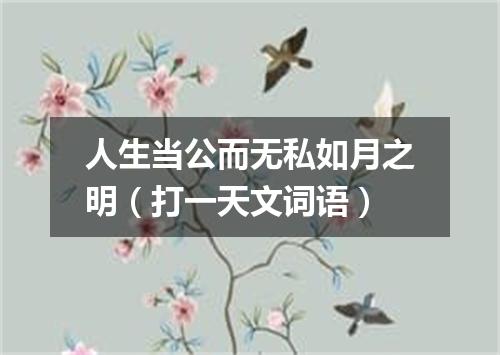人生当公而无私如月之明（打一天文词语）