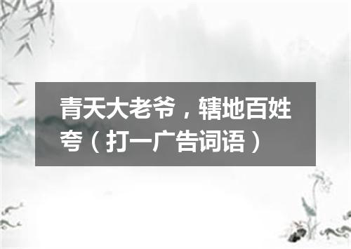 青天大老爷，辖地百姓夸（打一广告词语）
